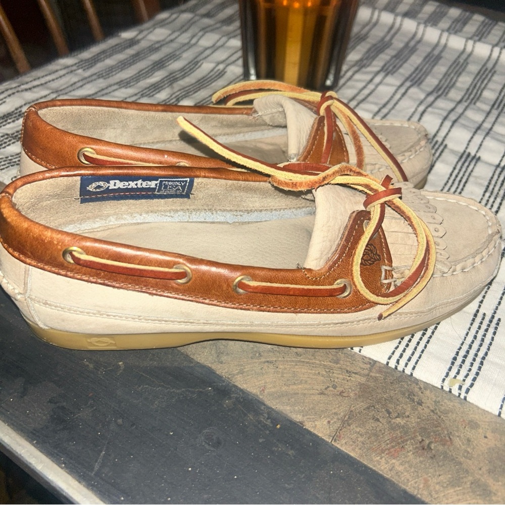 Dexter Women's Size 6  Leather Boat Shoes In Ash/‎ Tan New In Box